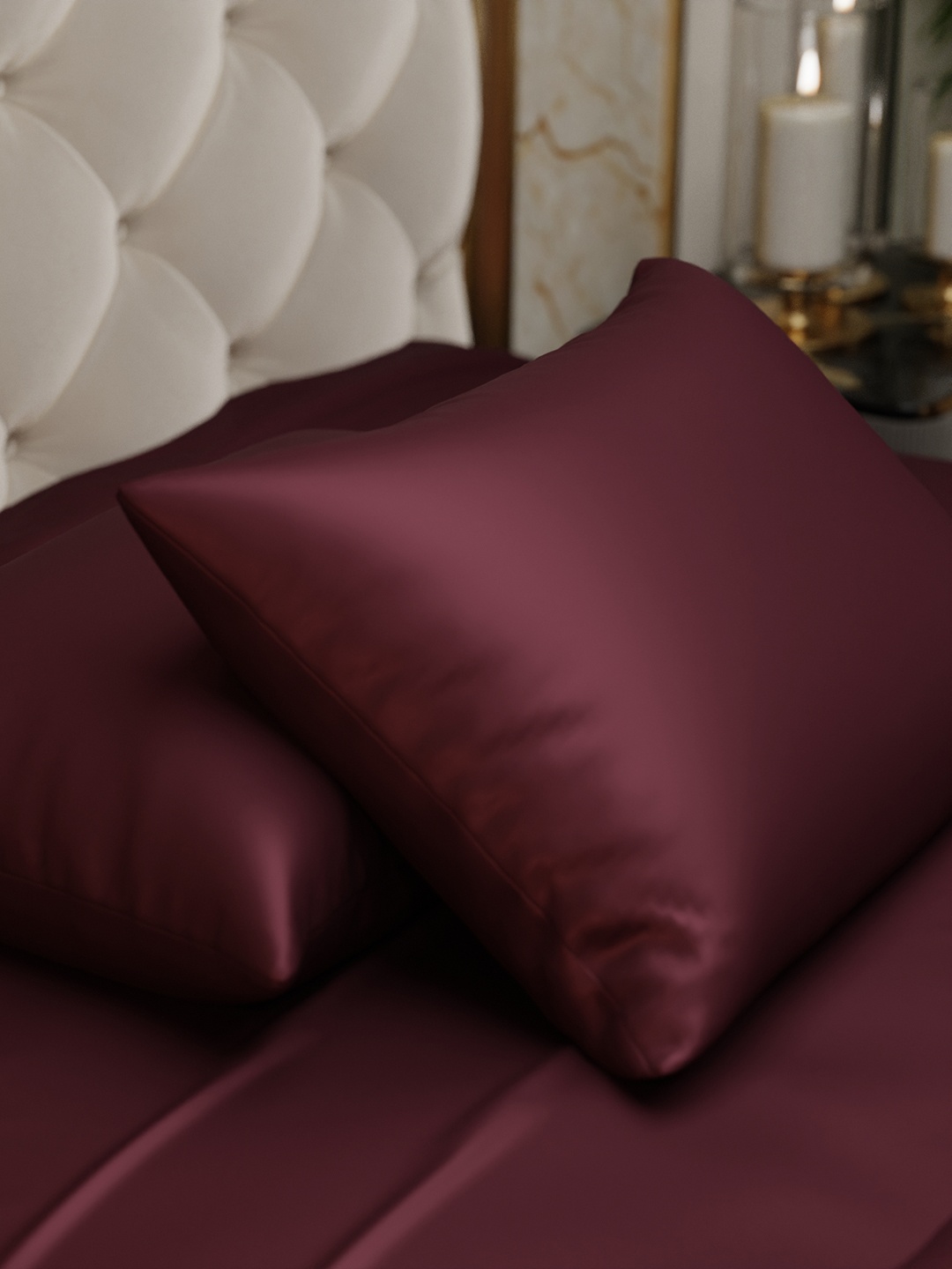 

Stoa Paris SilkLike Velvet Burgundy 2-Pcs Velvet Wine Ultra Satin Pillow Covers