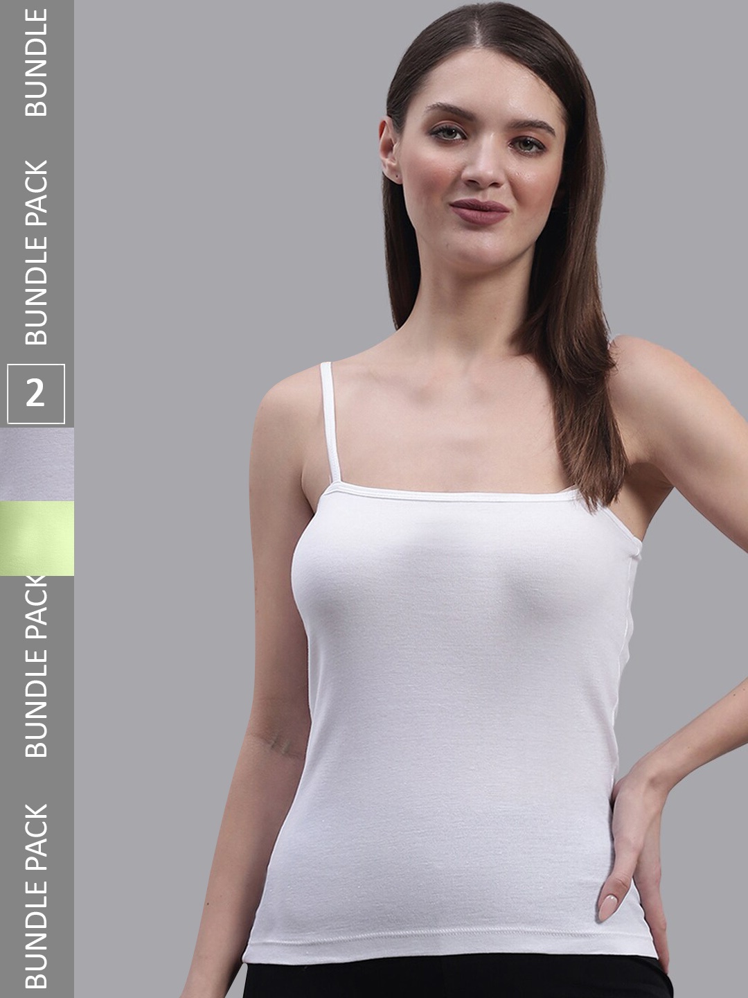 

FBAR Pack Of 2 Non-Padded Bio Wash Pure Cotton Camisoles, White