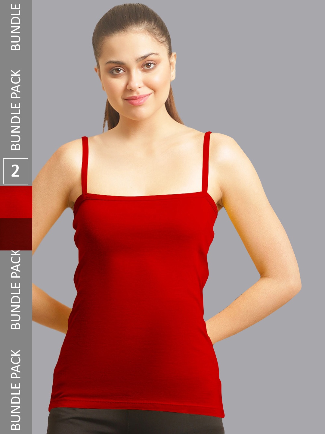 

FBAR Pack Of 2 Non Padded Cotton Camisoles, Red