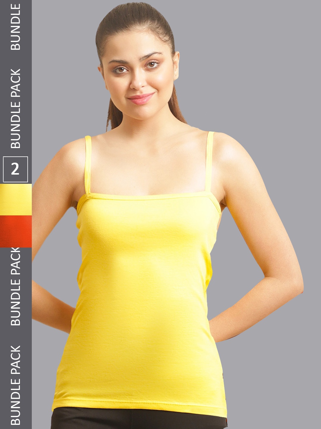 

FBAR Pack Of 2 Non-Padded Cotton Skin Friendly Camisoles, Yellow