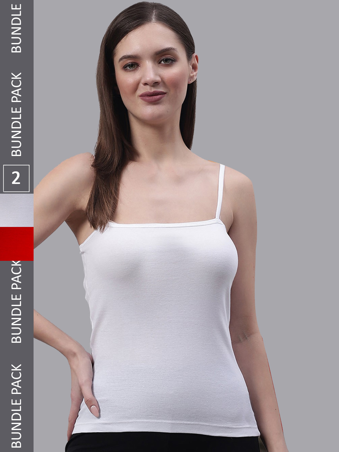 

FBAR Pack Of 2 Non Padded Pure Cotton Camisoles, White