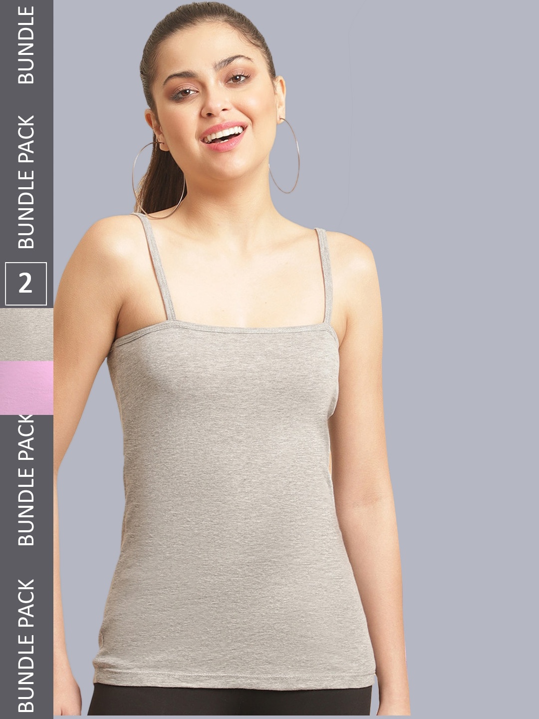 

FBAR Pack Of 2 Non-Padded Bio Wash Cotton Camisoles, Grey