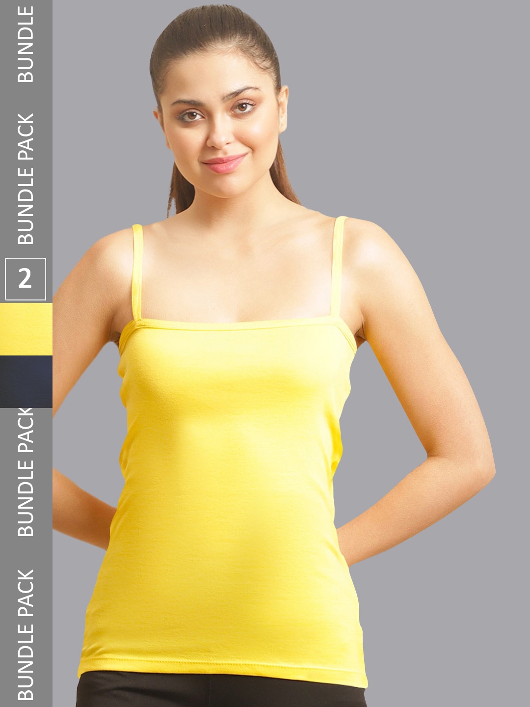 

FBAR Pack Of 2 Non-Padded Pure Cotton Camisoles, Yellow