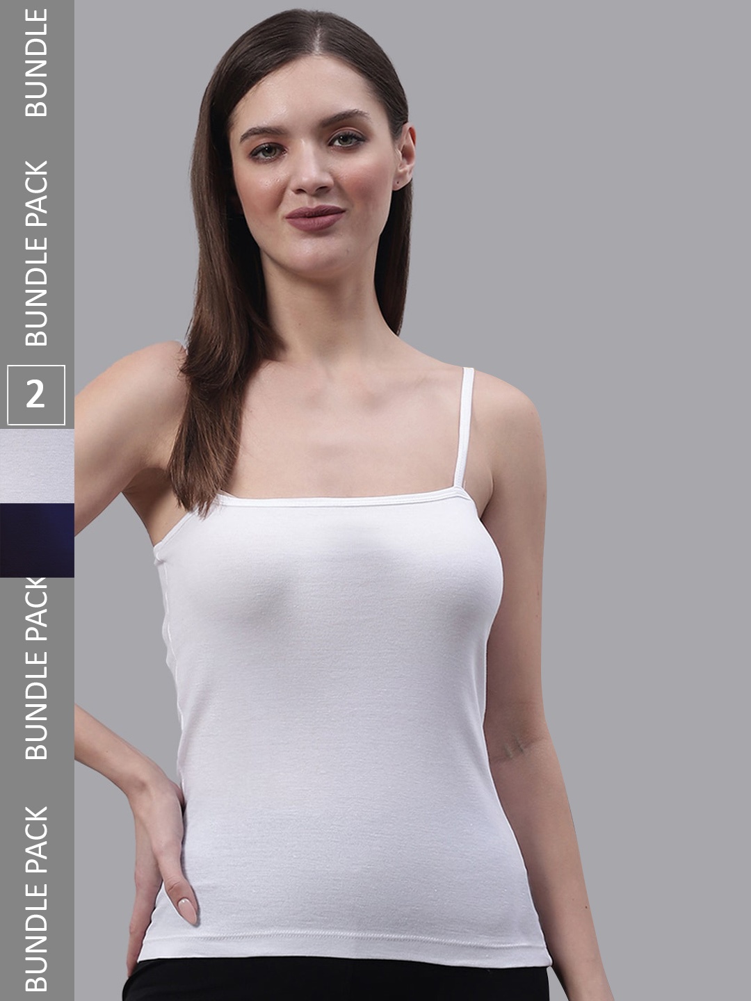 

FBAR Pack Of 2 Non-Padded Pure Cotton Skin Friendly Camisoles, White