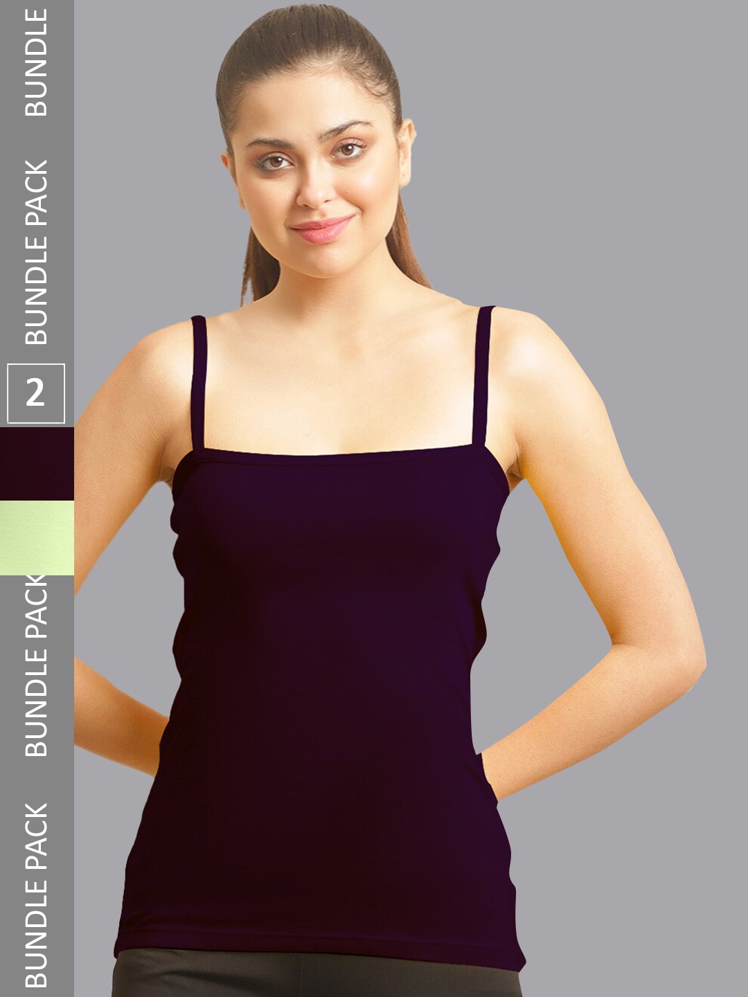 

FBAR Pack Of 2 Non-Padded Pure Cotton Camisoles, Purple