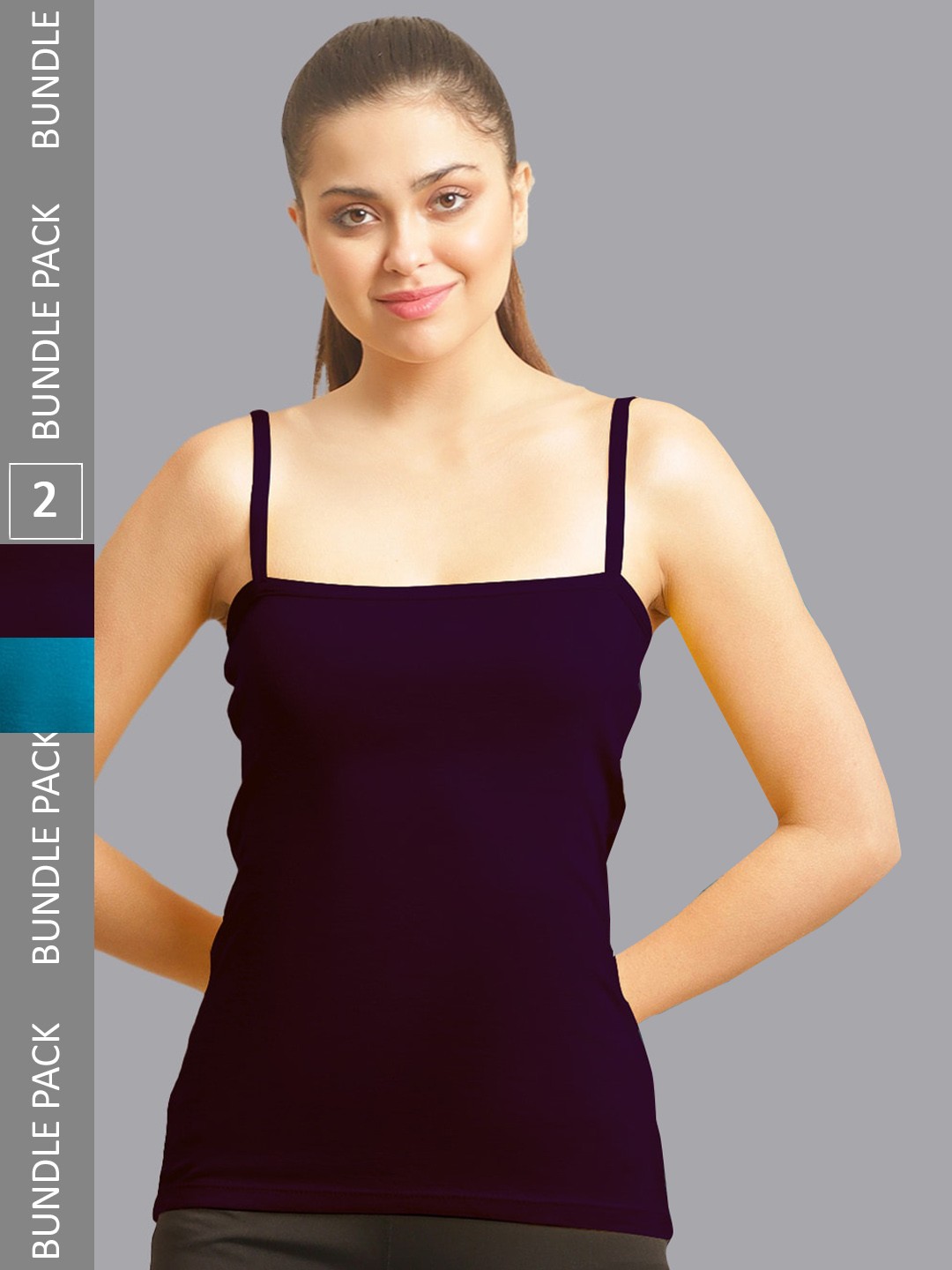 

FABR Pack Of 2 Non-Padded Bio Wash Cotton Camisoles, Purple