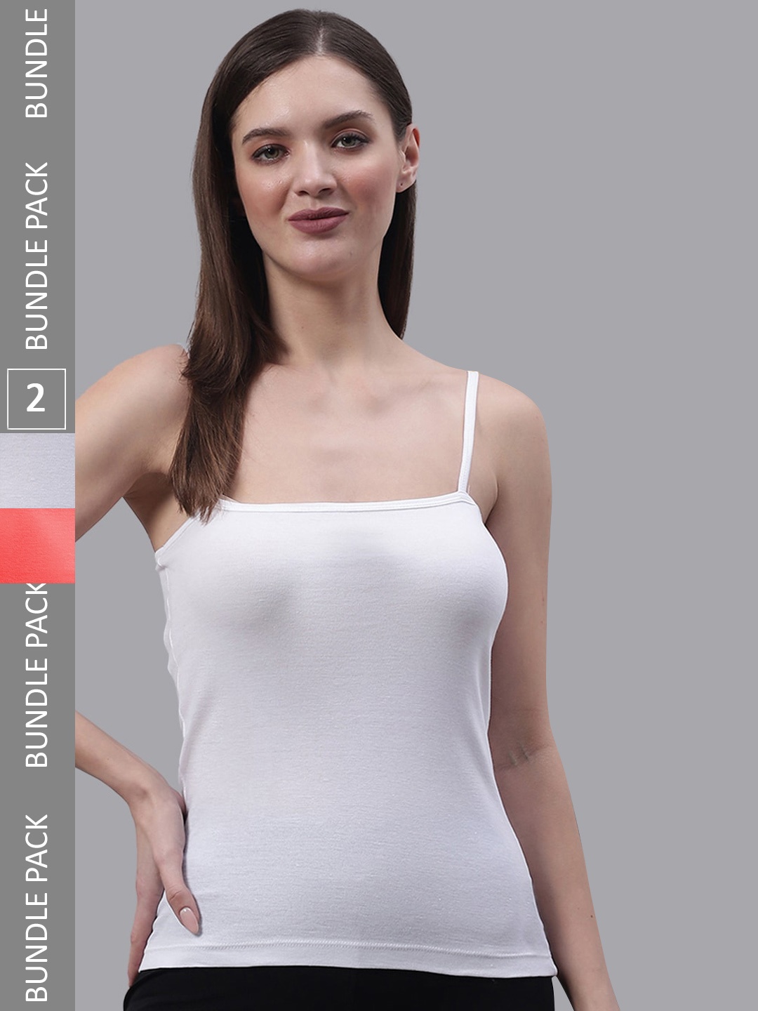 

FBAR Pack Of 2 Non Padded Pure Cotton Camisoles, White