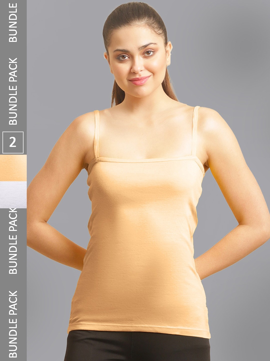 

FBAR Pack Of 2 Non-Padded Bio Wash Pure Cotton Camisoles, Coral