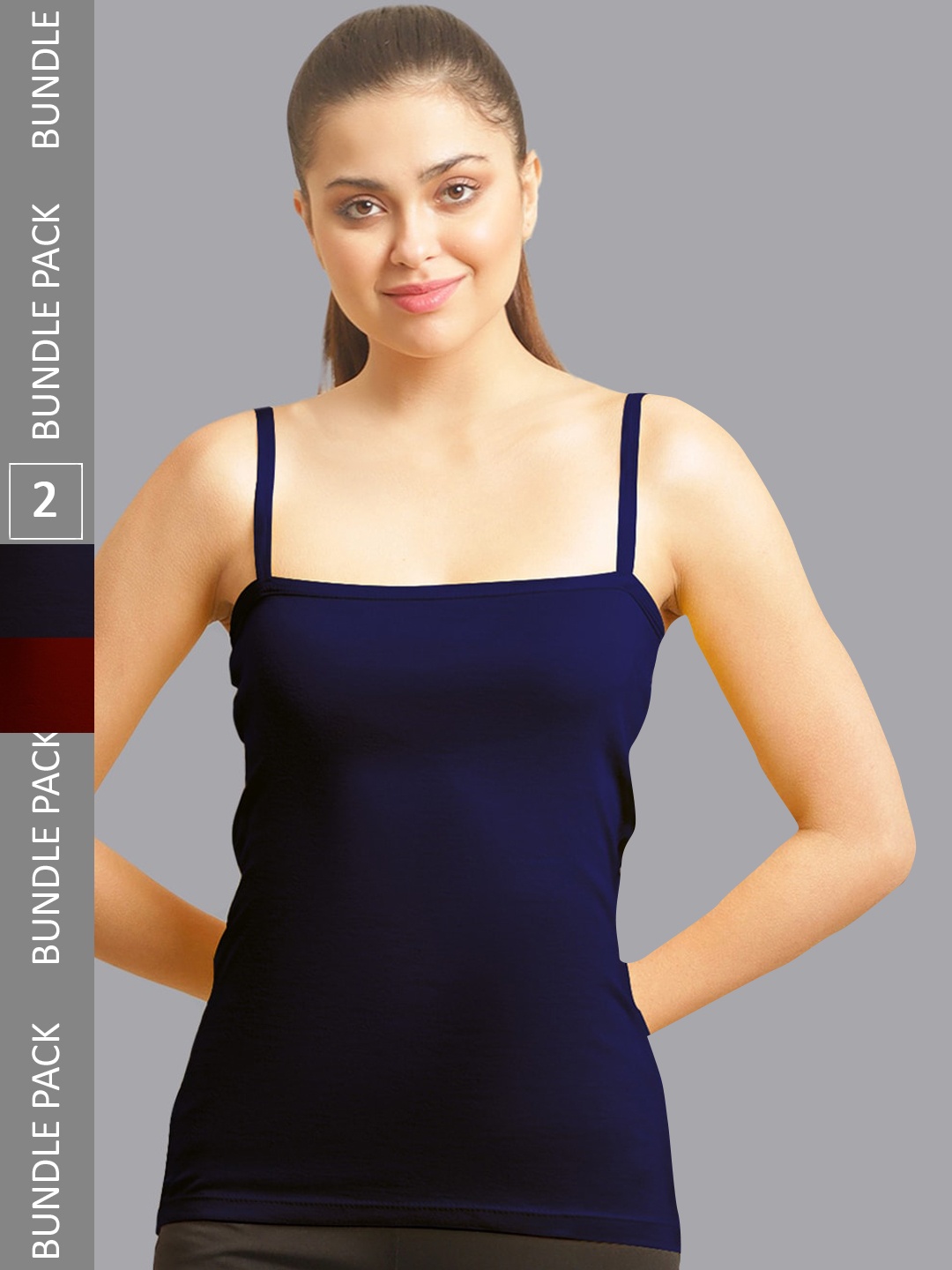 

FABR Pack Of 2 Ribbed Cotton Bio Wash Skin Friendly Camisoles, Blue