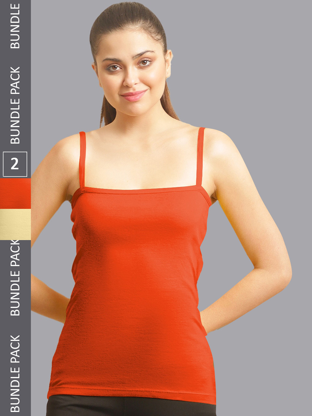 

FBAR Pack Of 2 Non-Padded Cotton Skin Friendly Camisoles, Orange