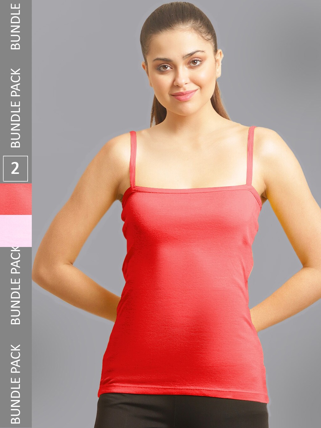 

FBAR Pack Of 2 Non-Padded Bio Wash Cotton Camisoles, Pink