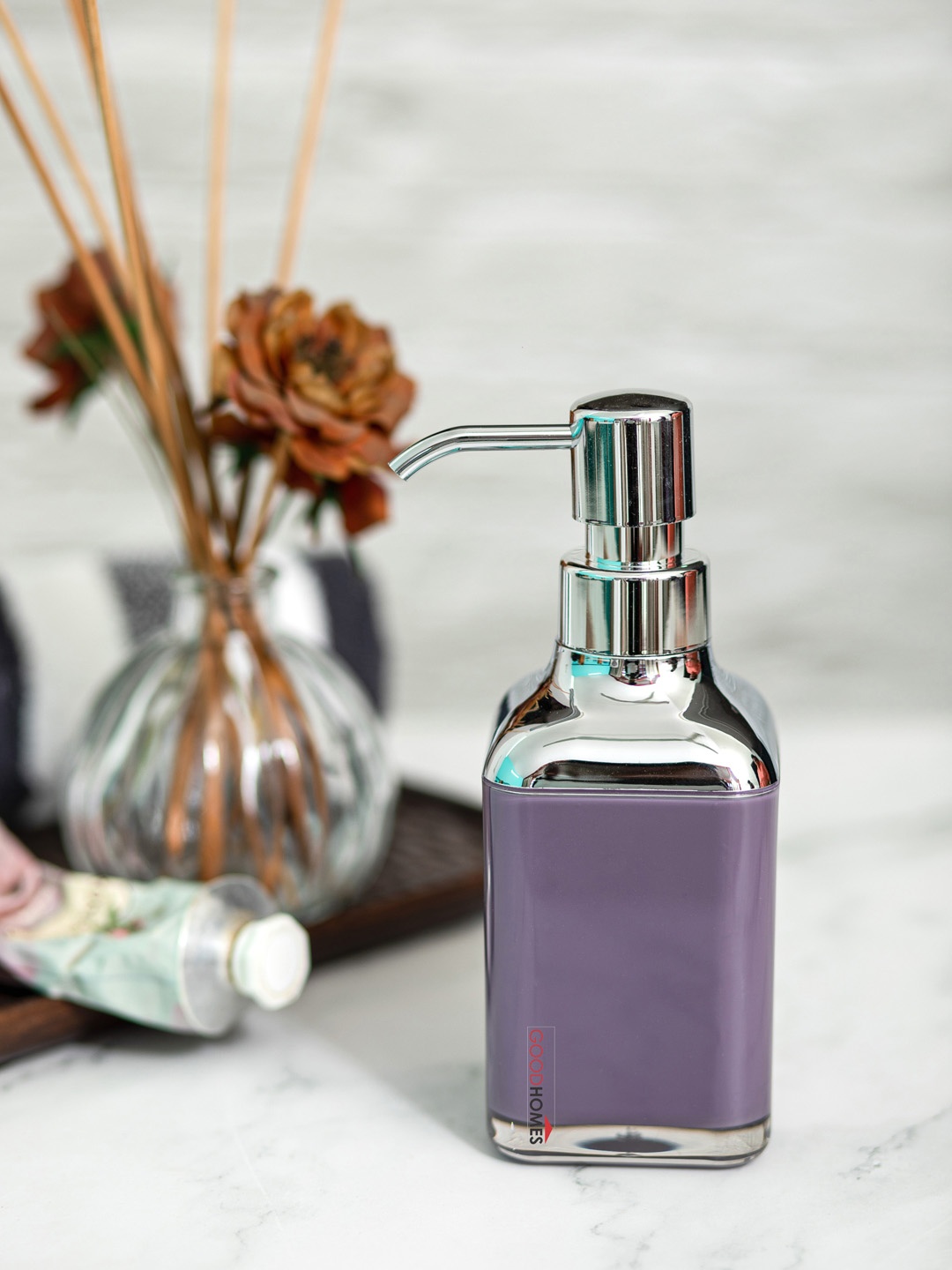 

GOODHOMES Purple Textured Soap Dispenser 320 ml