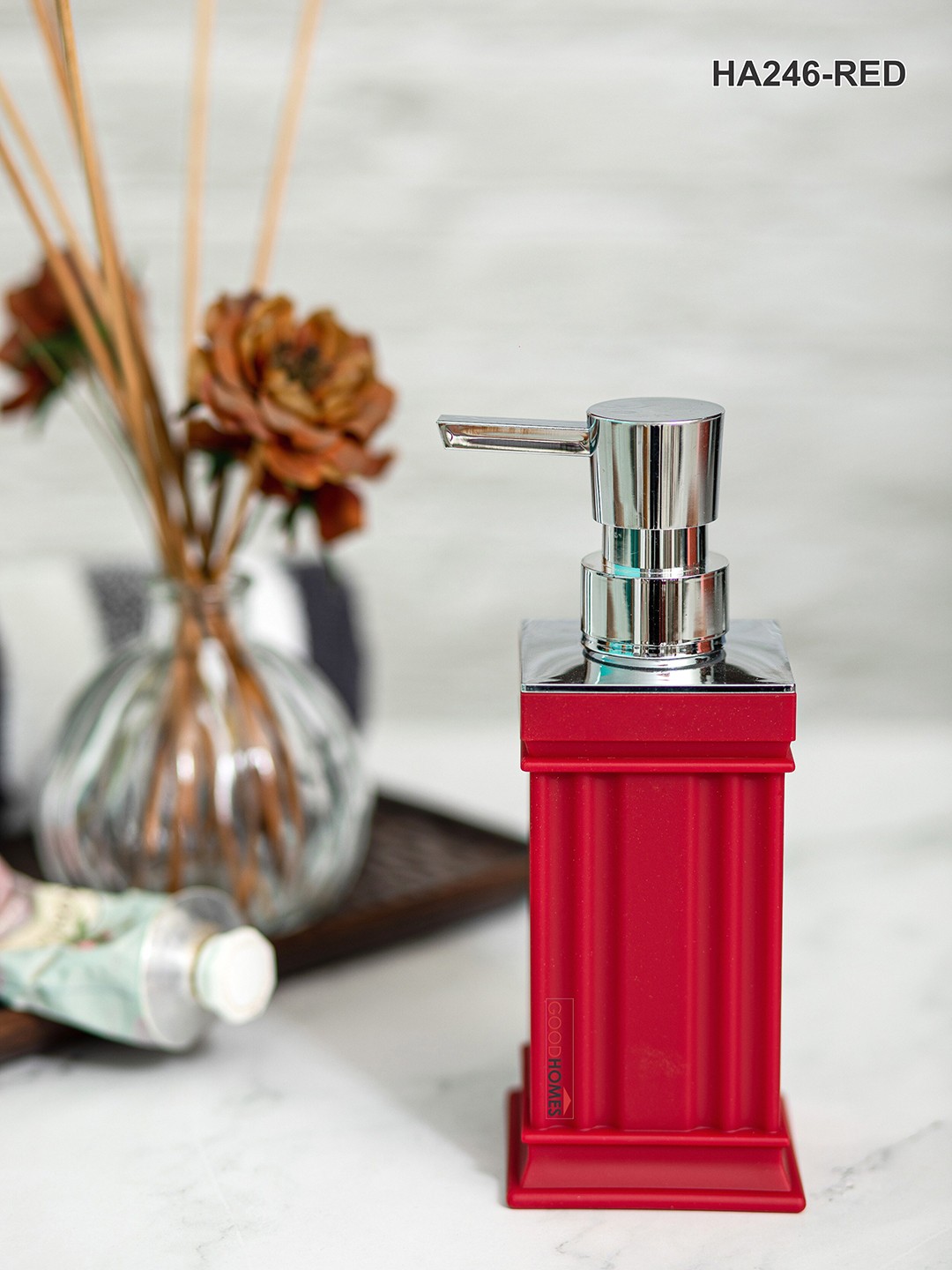 

GOODHOMES Red Textured Soap Dispenser 320 ml