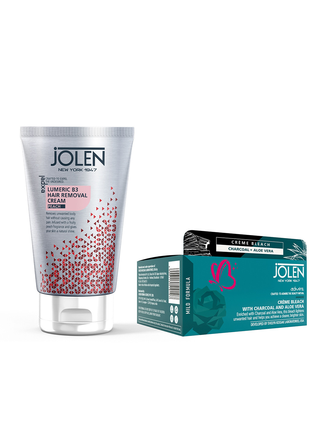 

Jolen New York Lumeric B3 Hair Removal Cream & Crme Bleach with Charcoal 90g, Red
