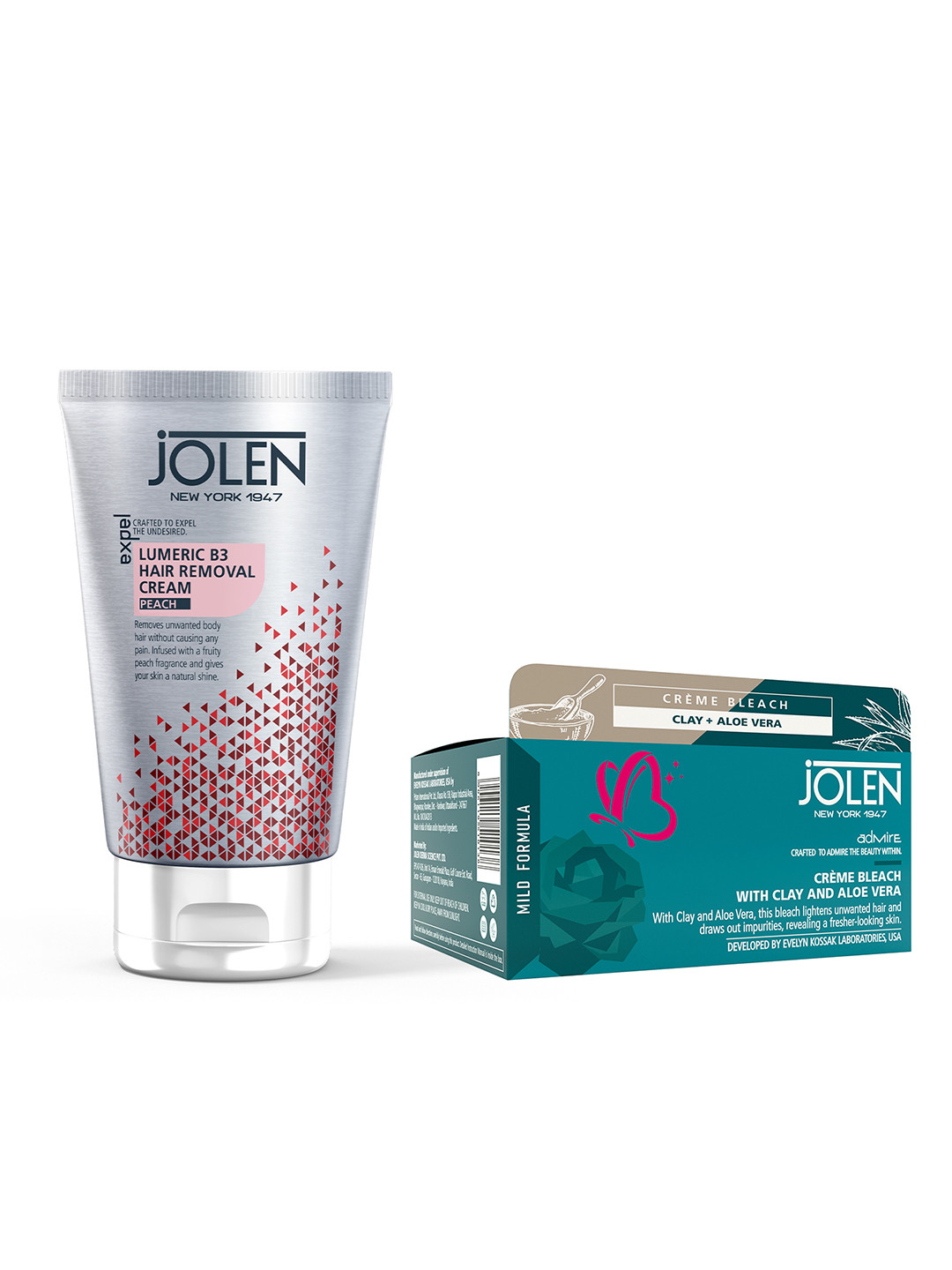 

Jolen New York Lumeric B3 Hair Removal Cream & Creme Bleach with Clay & Aloe 90g, Red