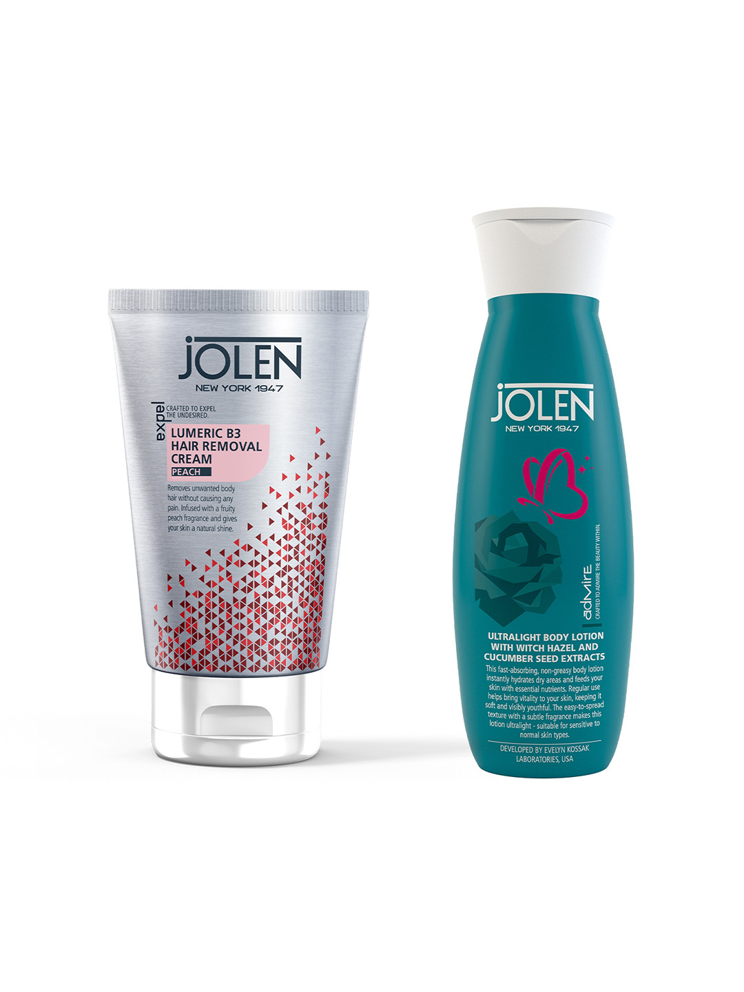 

Jolen New York Lumeric B3 Hair Removal Cream & Ultra Light Body Lotion 250ml, Red