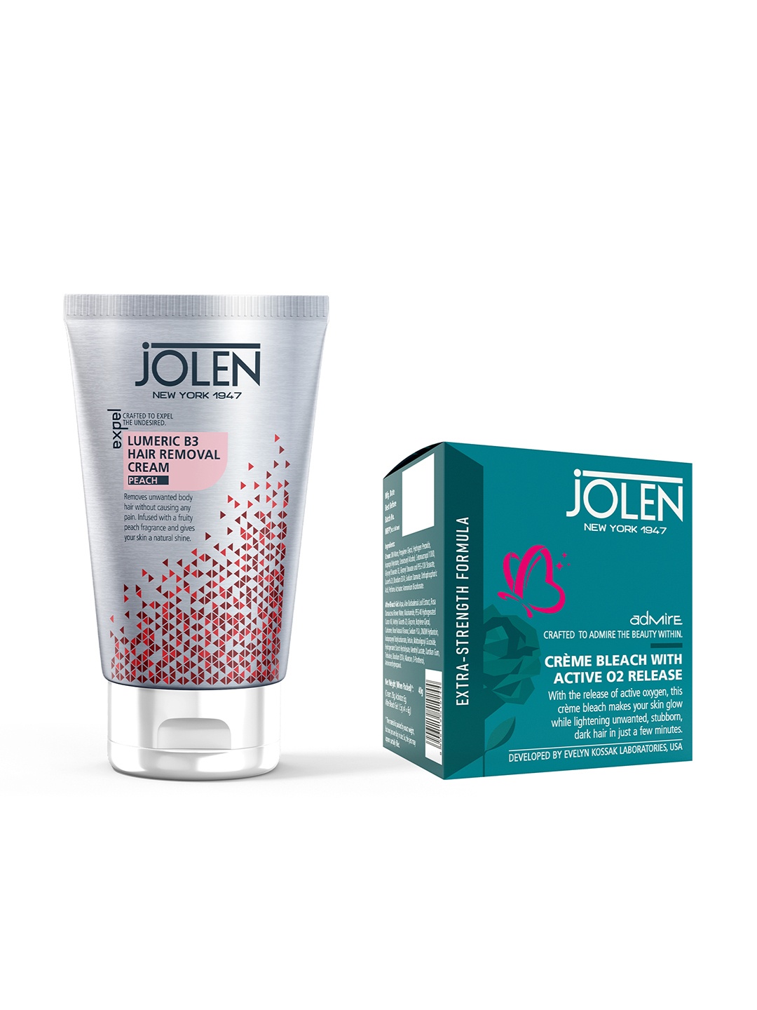 

Jolen New York Lumeric B3 Hair Removal Cream & Ultra Light Body Lotion 250ml, Red