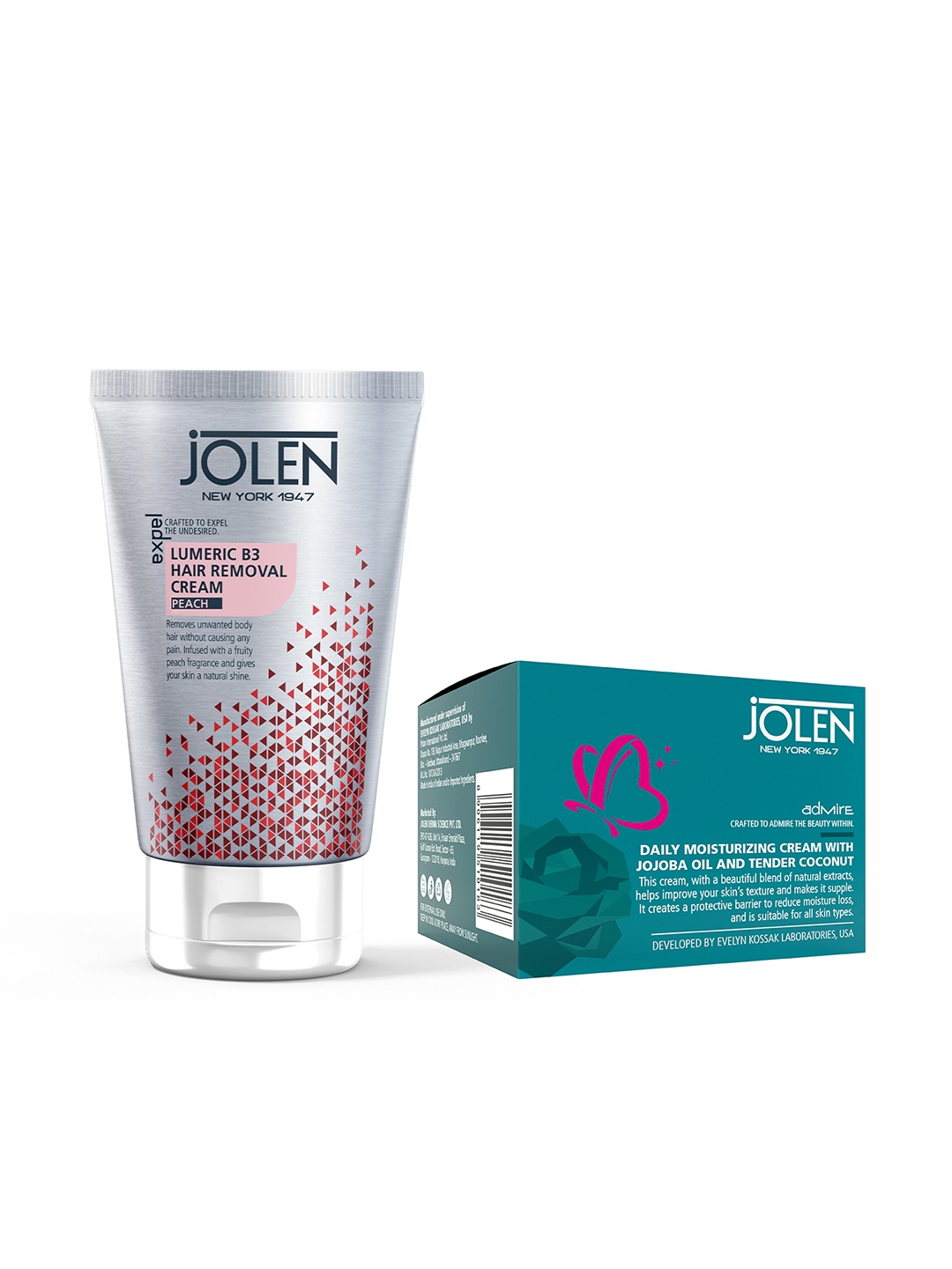 

Jolen New York Set Of 2 Lumeric B3 Hair Removal Cream & Moisturizing Cream, Red