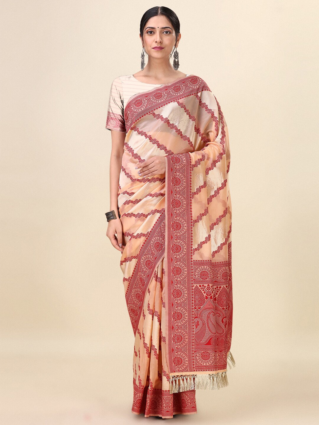 

Dhyey Fashion Leheriya Printed Saree, Maroon