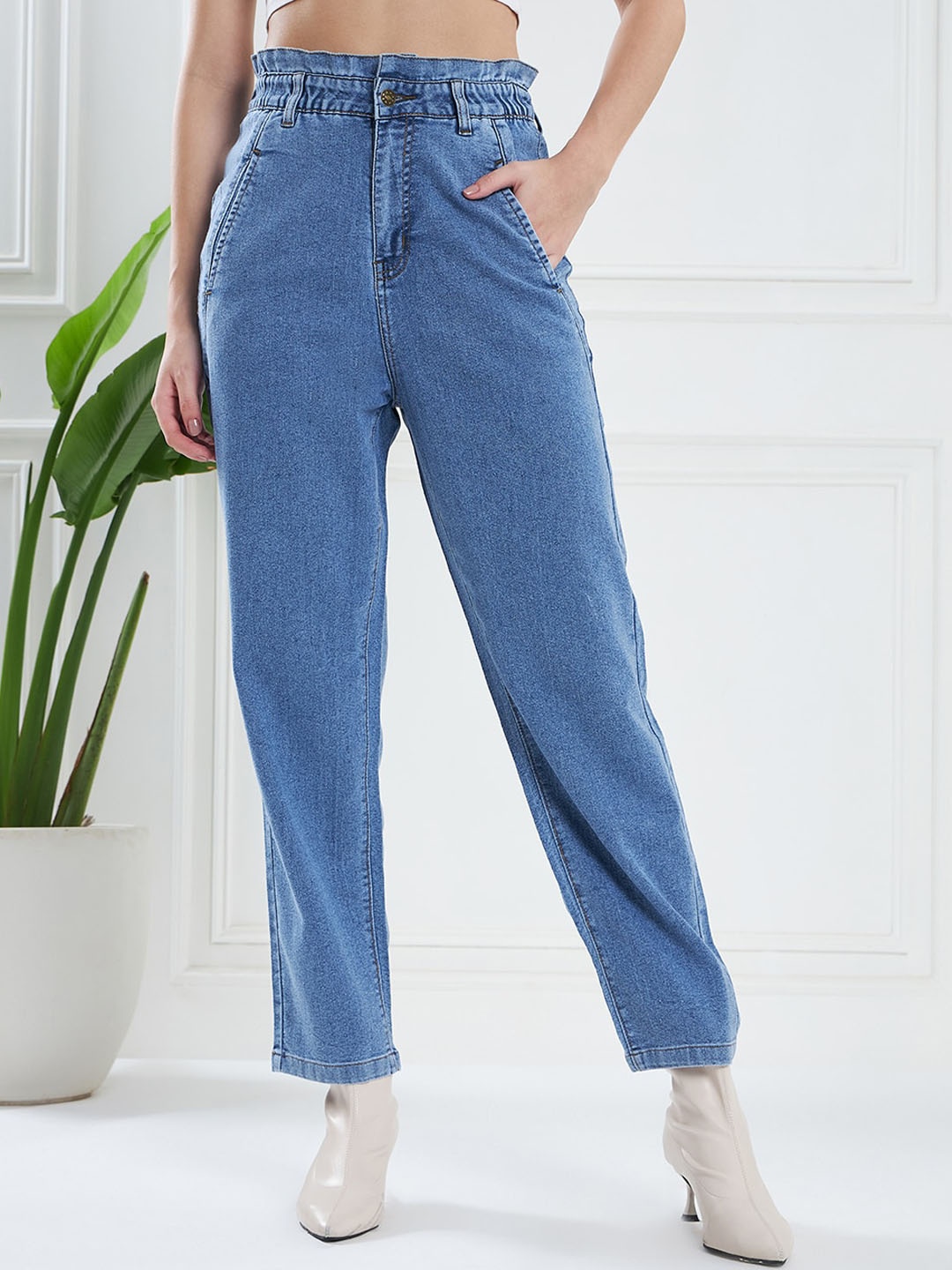 

KASSUALLY Women Blue Mom Fit Clean Look Jeans