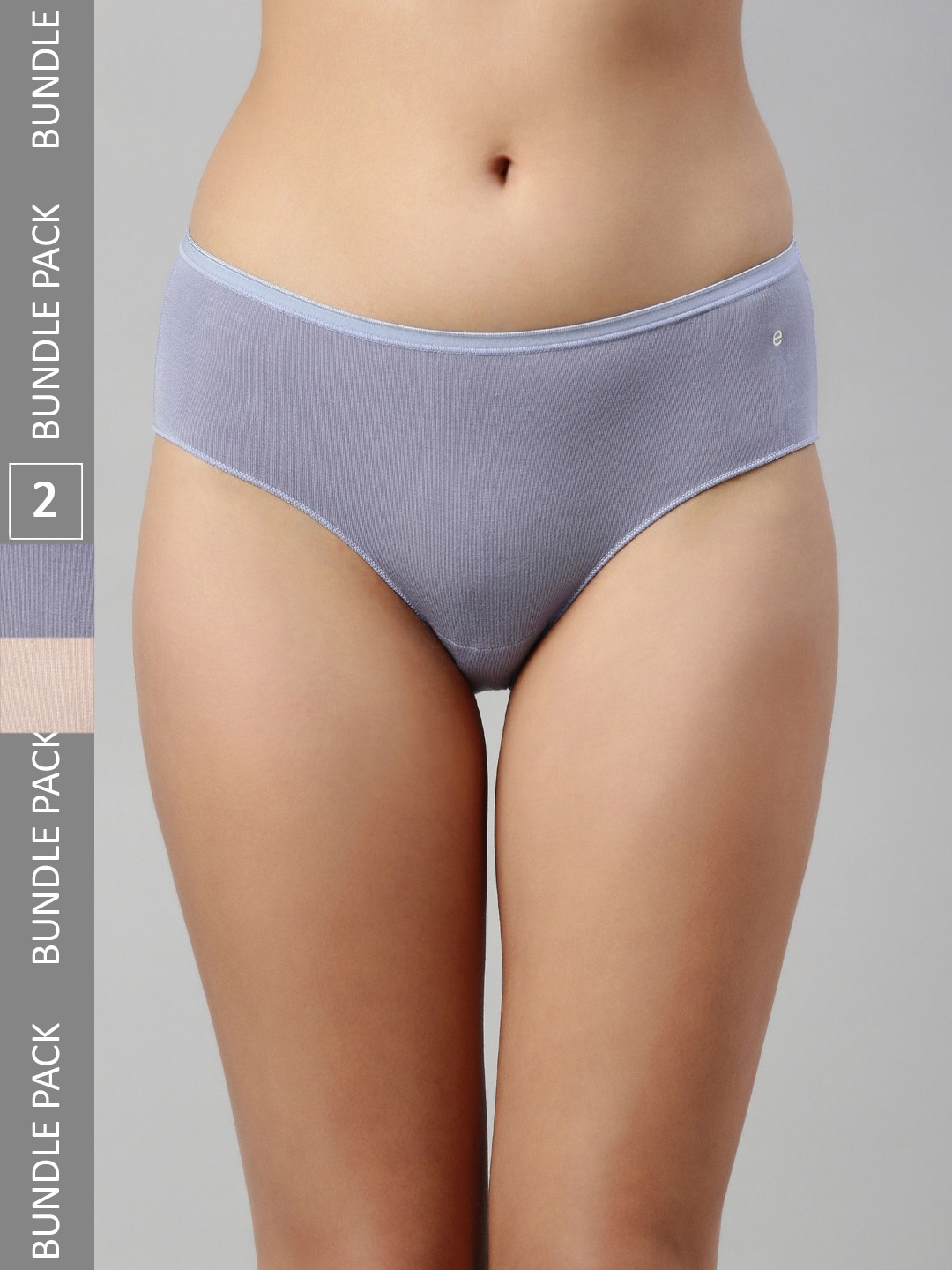 

Enamor Pack Of 2 Mid-Rise Antimicrobial And Stain Release Cotton Basic Briefs, Blue