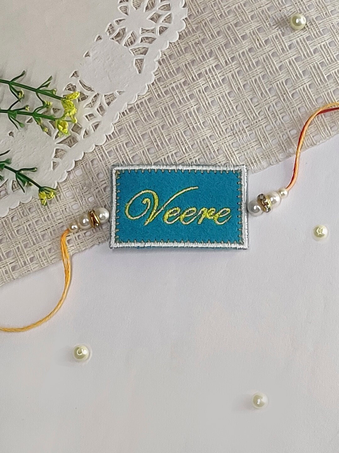 

The Magic Wand Pearl Beaded Charm Rakhi, Green