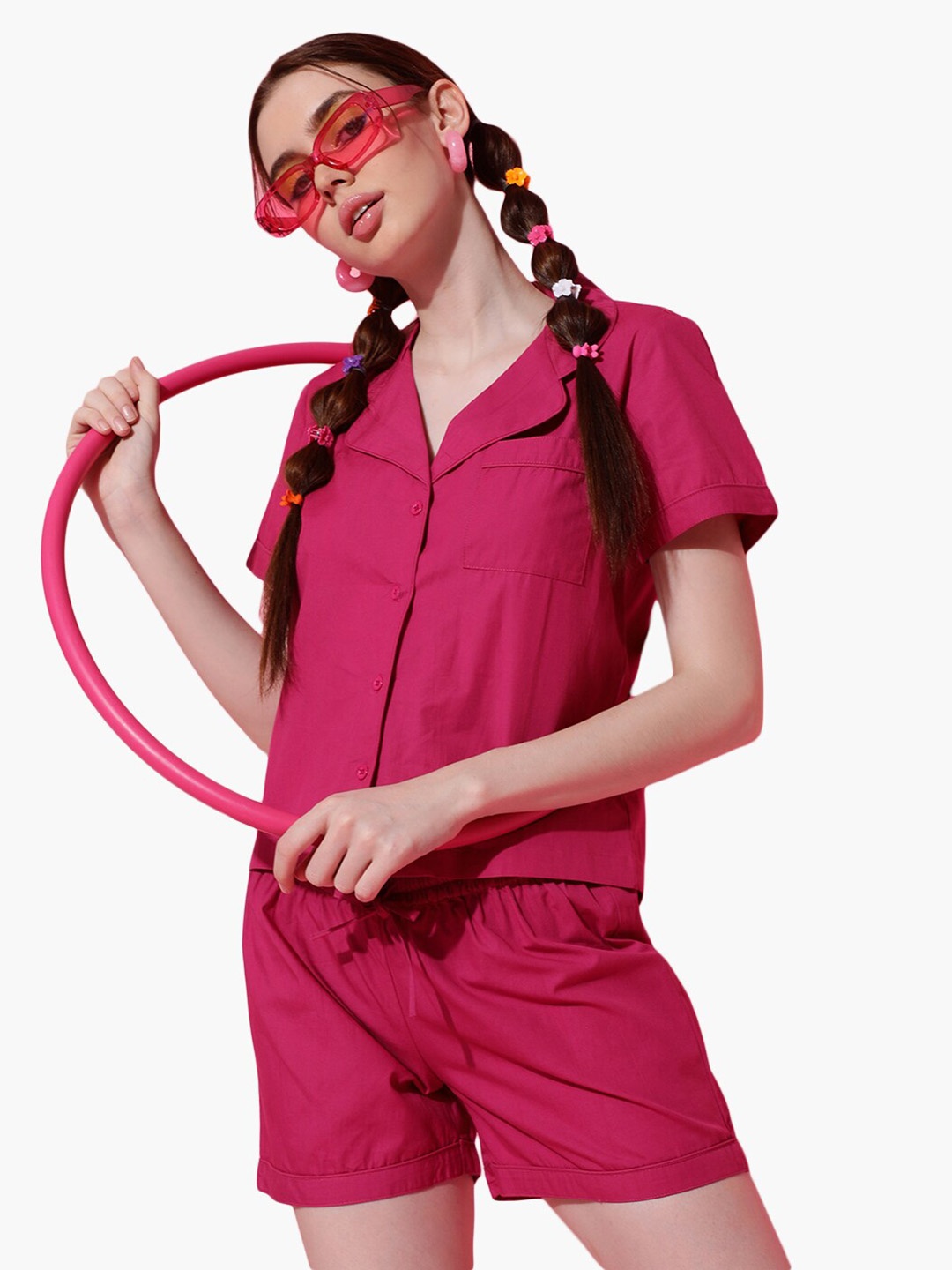 

Virgio Pure Cotton Shirt and Shorts, Pink
