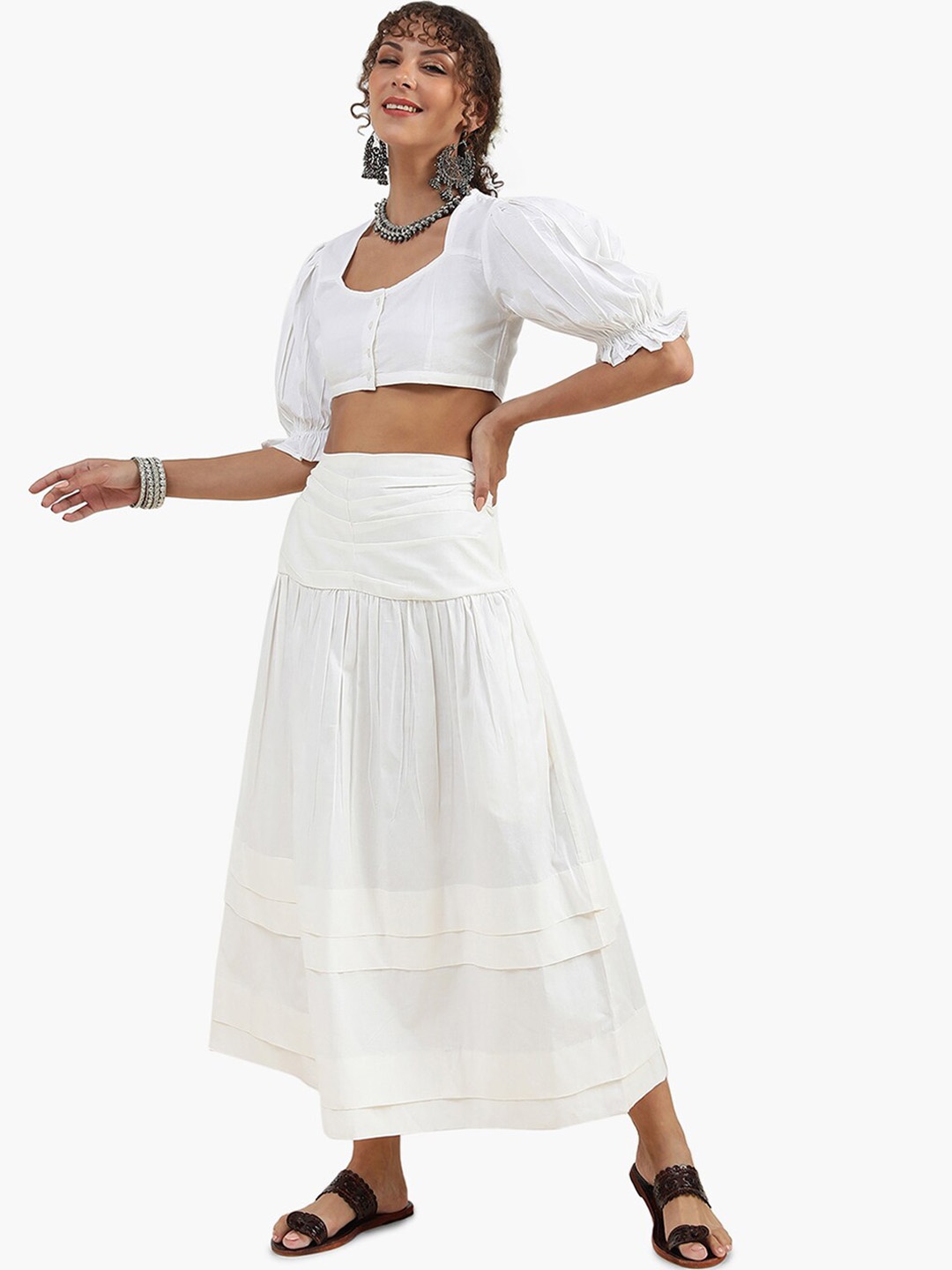 

Virgio Pure Cotton Crop Top and Skirt, White