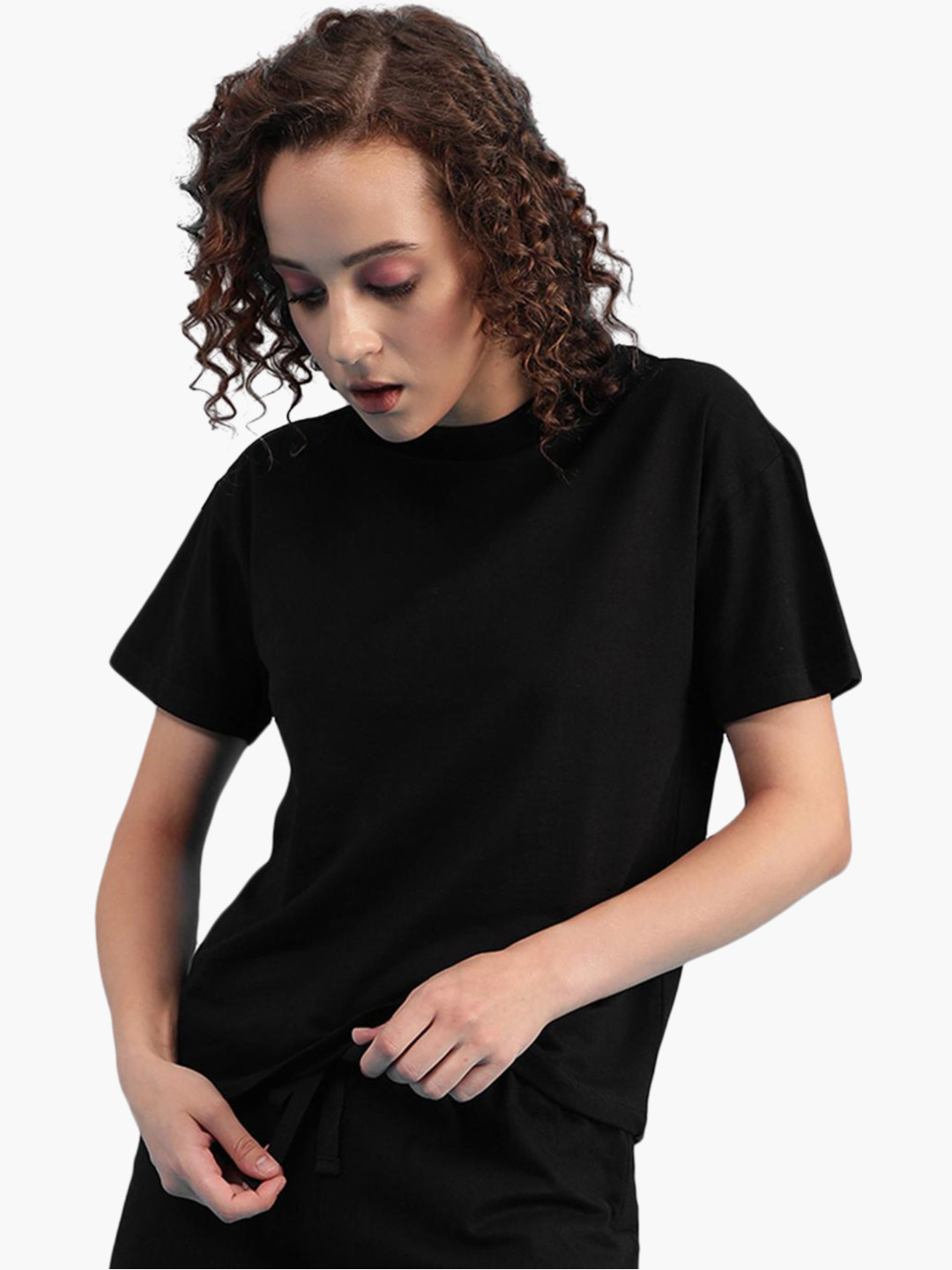 

Virgio Round Neck Pure Cotton Co-ords Set, Black