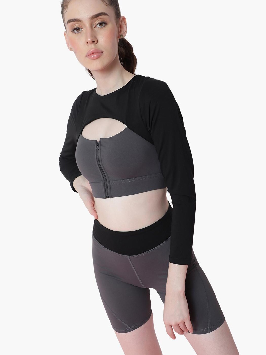 

Virgio Colourblocked Top With Shorts Co-Ords, Black