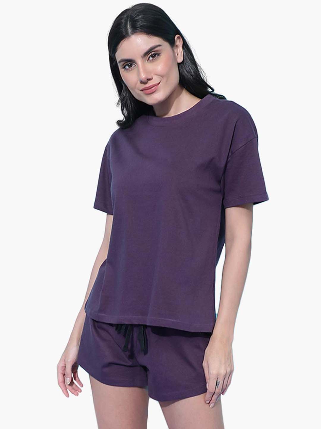 

Virgio Pure Cotton T-Shirt With Shorts, Purple