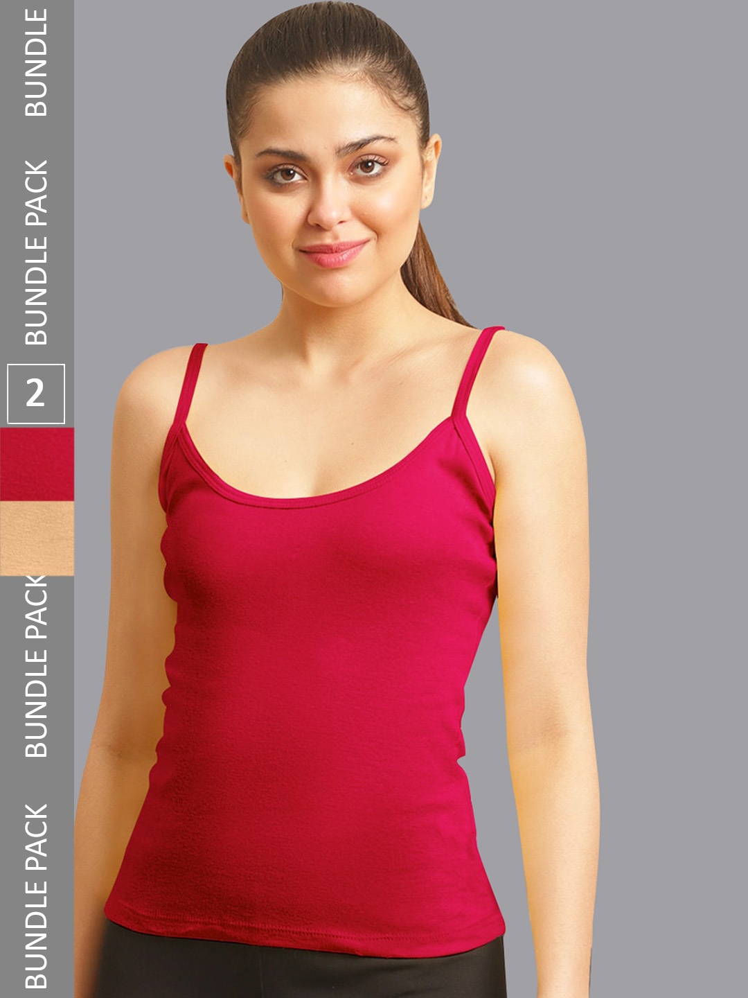 

FBAR Pack Of 2 Non-Padded Pure Cotton Skin Friendly Camisoles, Pink