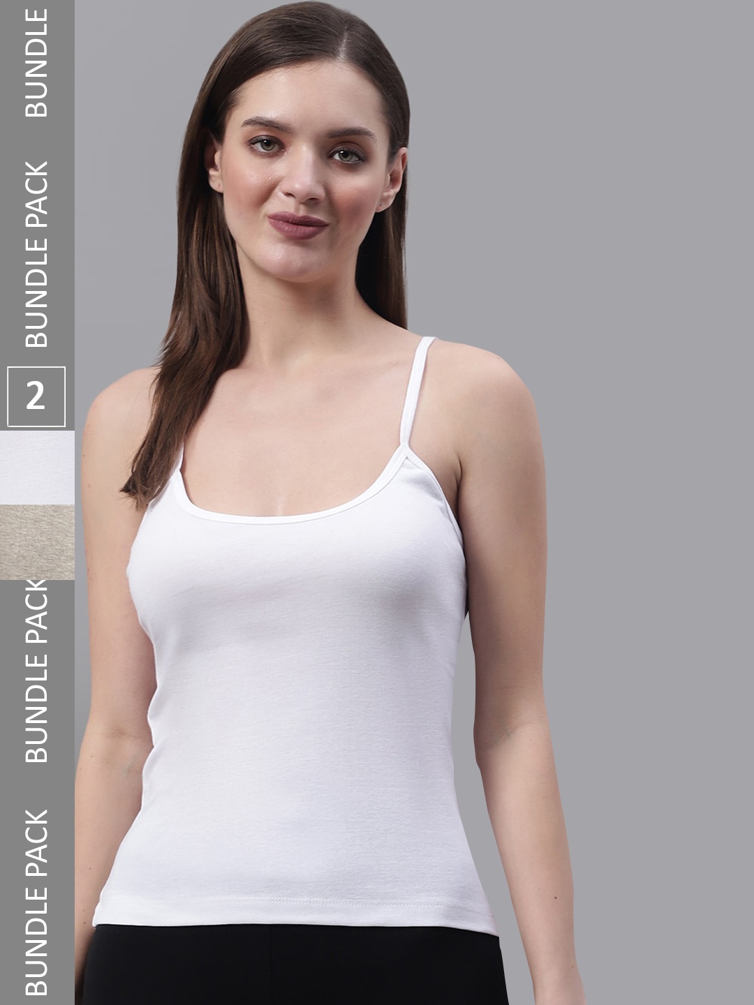 

FBAR Pack Of 2 Non Padded Pure Cotton Camisoles, White