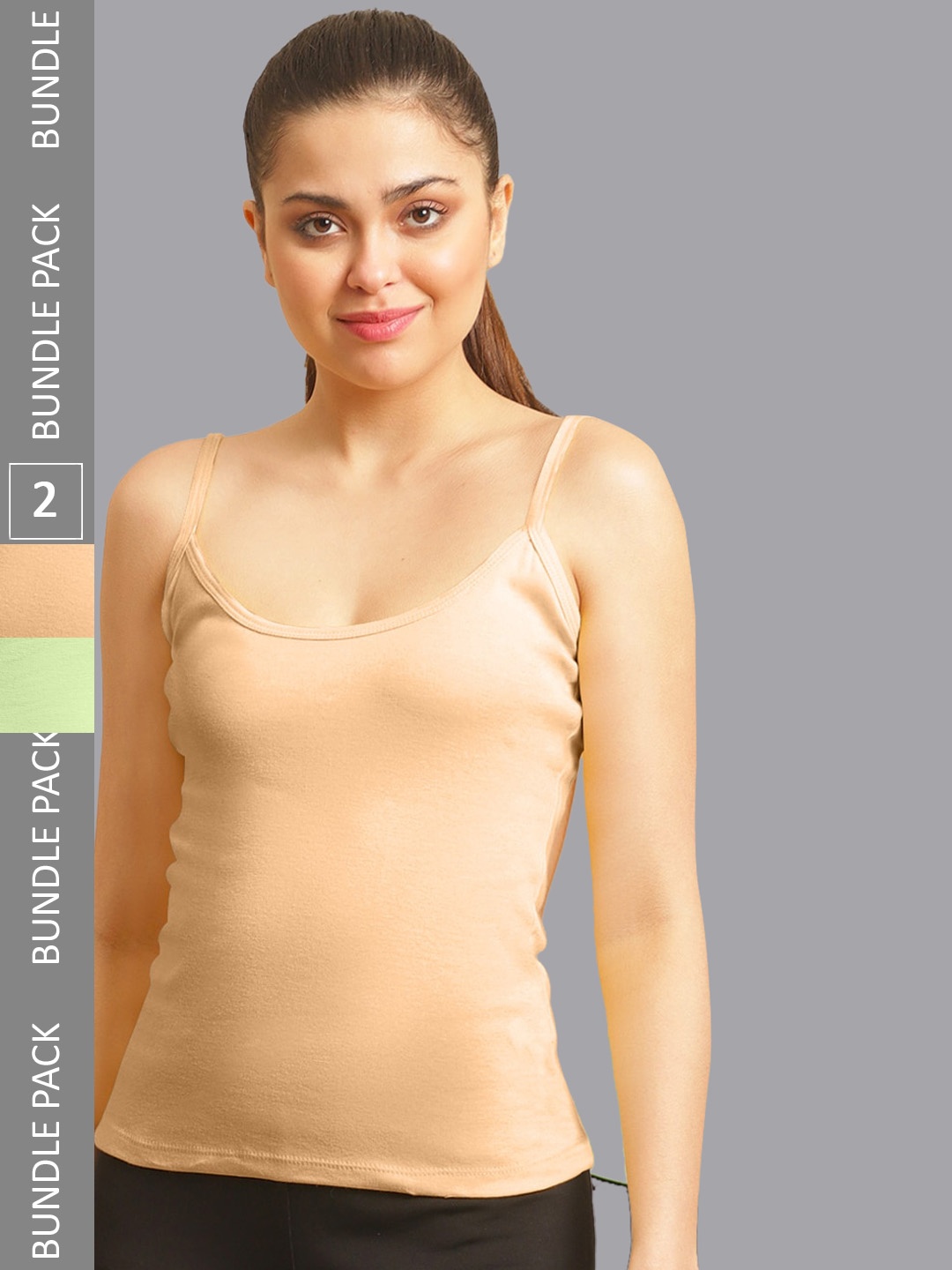 

FBAR Pack Of 2 Non Padded Pure Cotton Camisoles, Coral