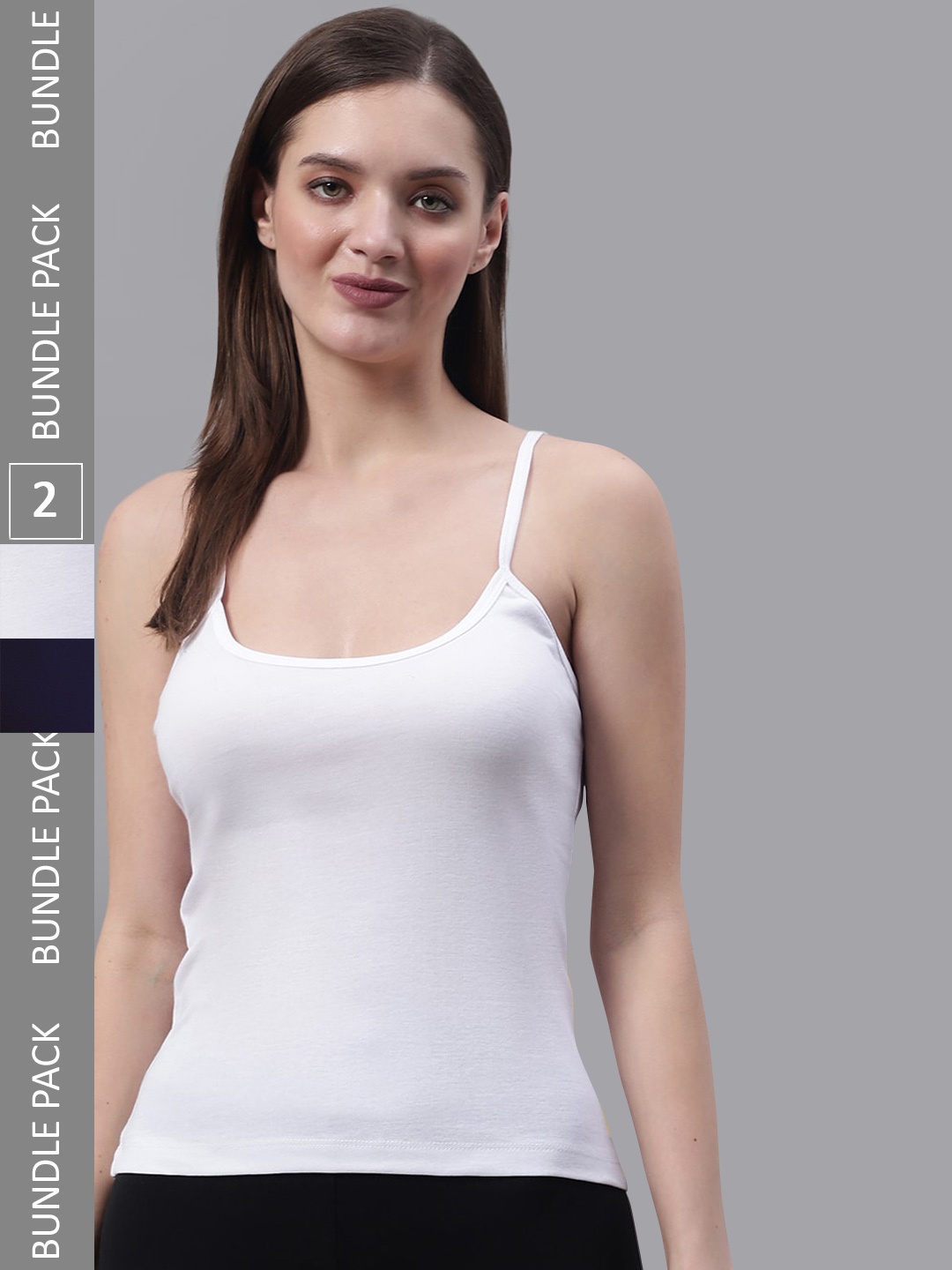 

FBAR Pack Of 2 Non-Padded Bio Wash Pure Cotton Camisoles, White