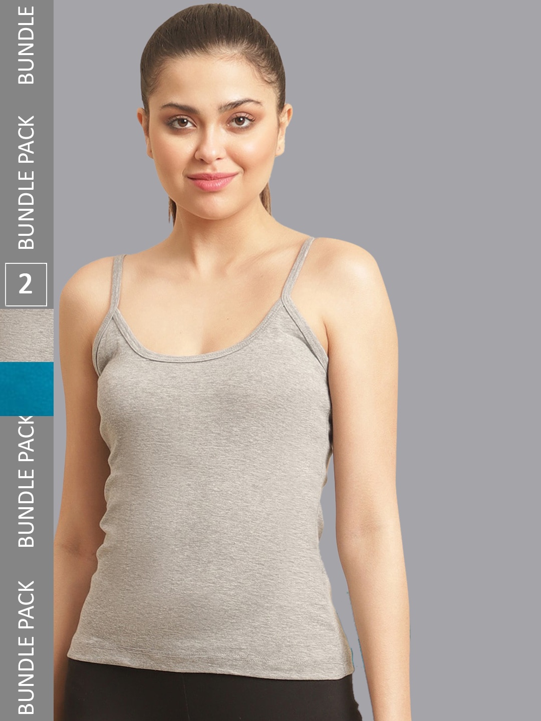 

FBAR Pack Of 2 Non-Padded Pure Cotton Skin Friendly Camisoles FBH-04-20-S, Grey