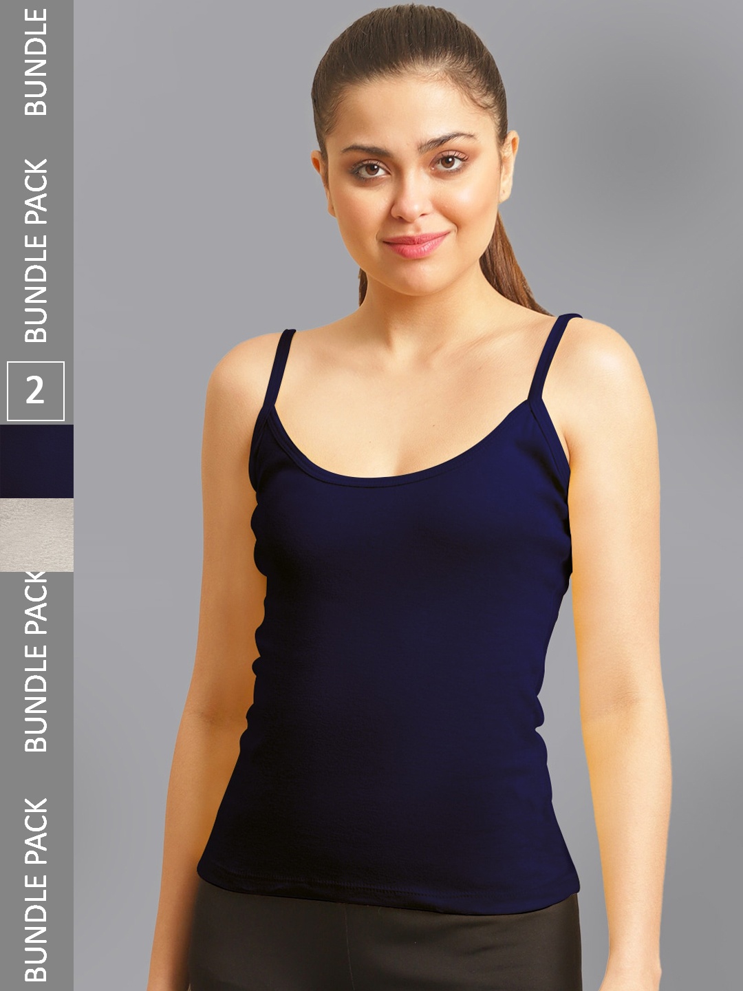 

FBAR Pack Of 2 Non-Padded Pure Cotton Skin Friendly Camisoles, Grey