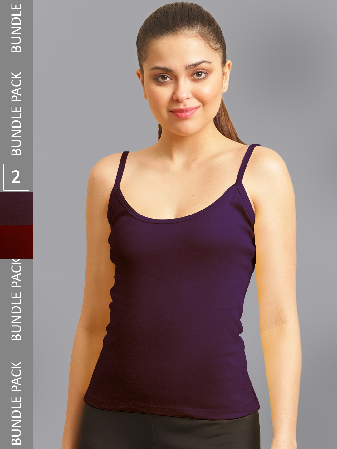 

FBAR Pack Of 2 Non-Padded Pure Cotton Skin Friendly Camisoles, Maroon