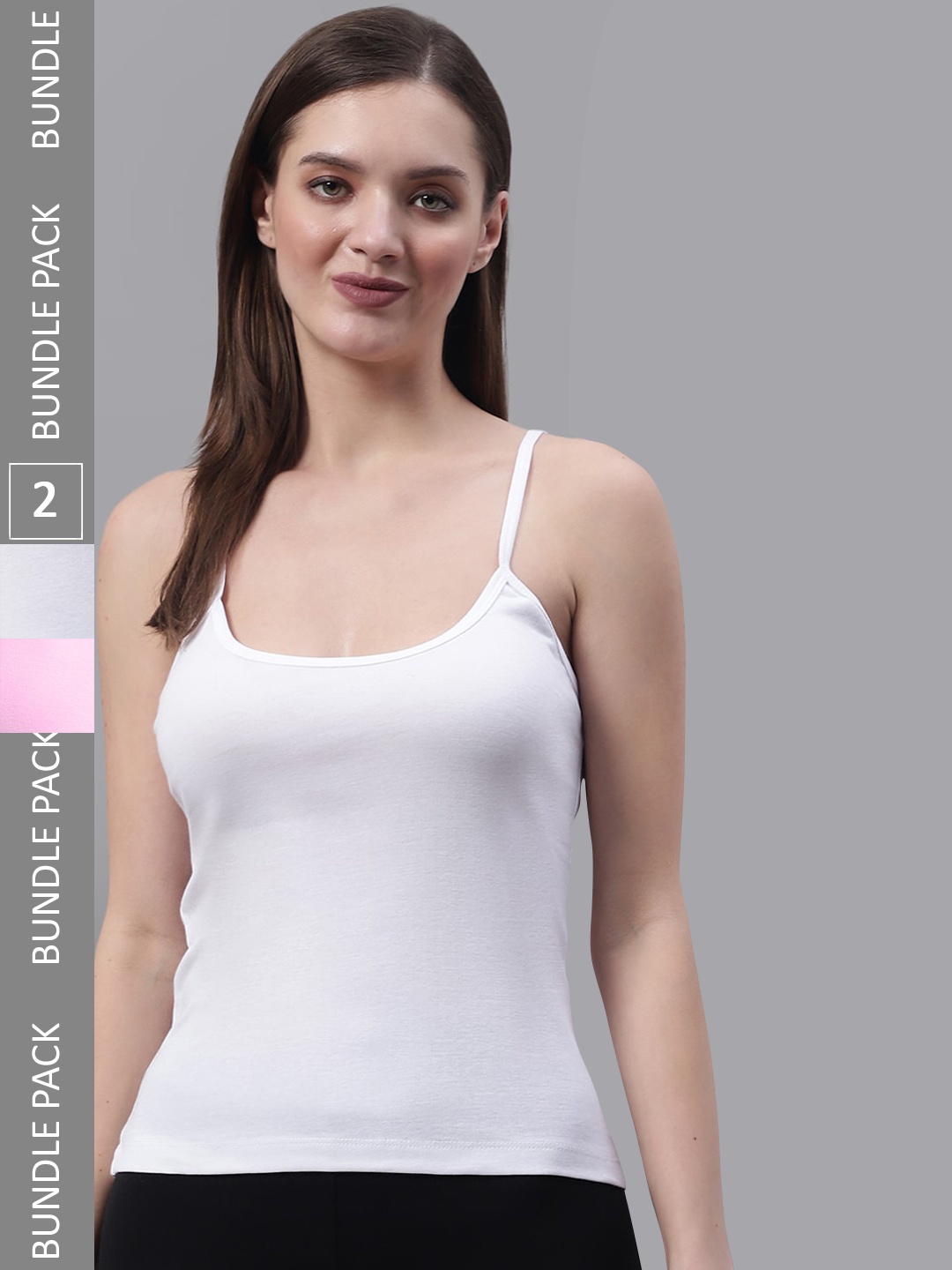 

FBAR Pack Of 2 Non-Padded Pure Cotton Camisoles, White