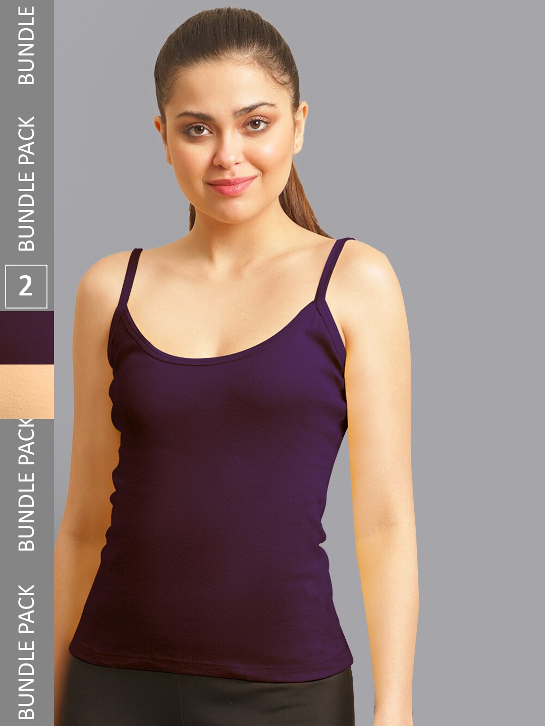 

FBAR Pack Of 2 Non-Padded Pure Cotton Camisoles, Purple
