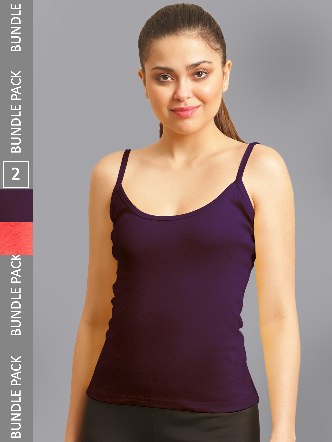

FBAR Pack Of 2 Non-Padded Pure Cotton Skin Friendly Camisoles, Coral