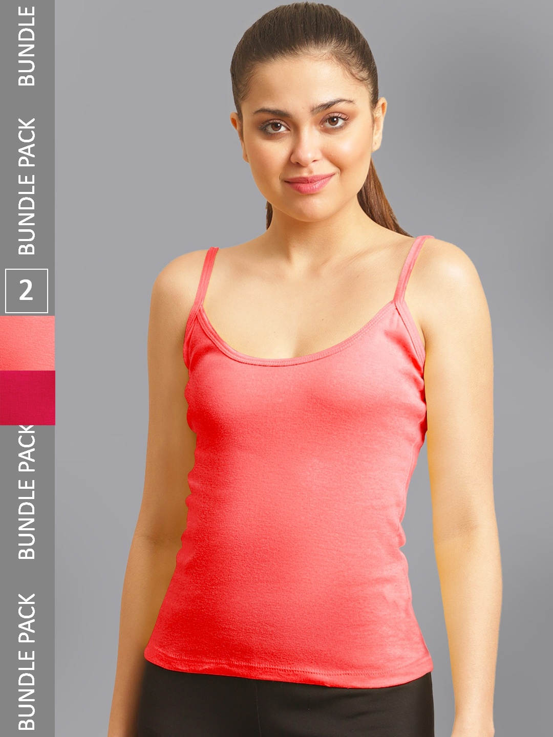 

FBAR Pack Of 2 Non-Padded Pure Cotton Camisoles, Pink