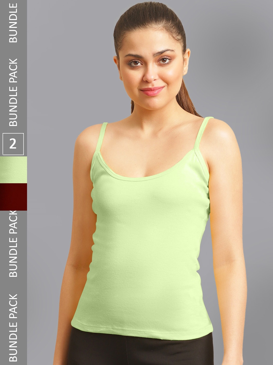 

FBAR Pack Of 2 Non Padded Pure Cotton Camisoles, Maroon