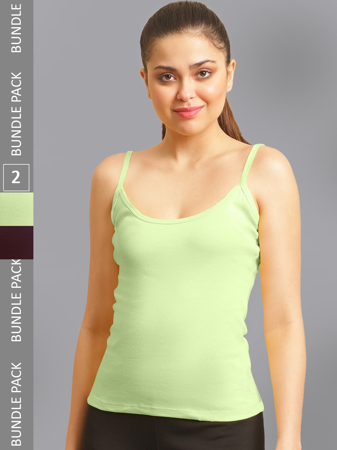 

FBAR Pack Of 2 Non-Padded Pure Cotton Skin Friendly Camisoles, Purple