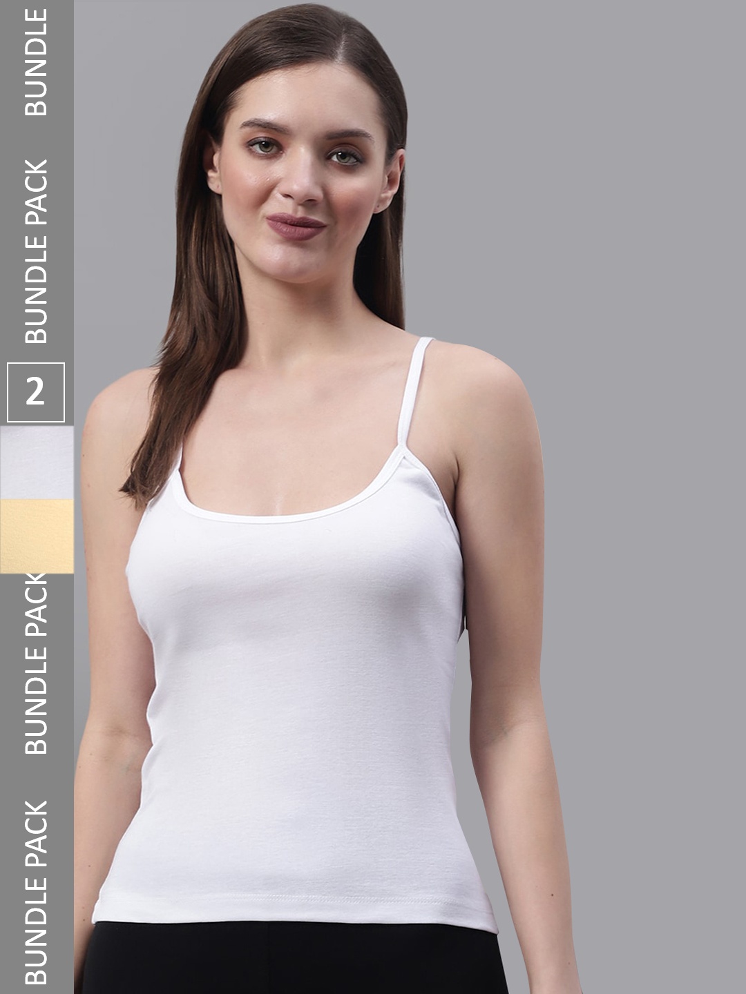 

FBAR Pack Of 2 Non-Padded Pure Cotton Skin Friendly Camisoles, White