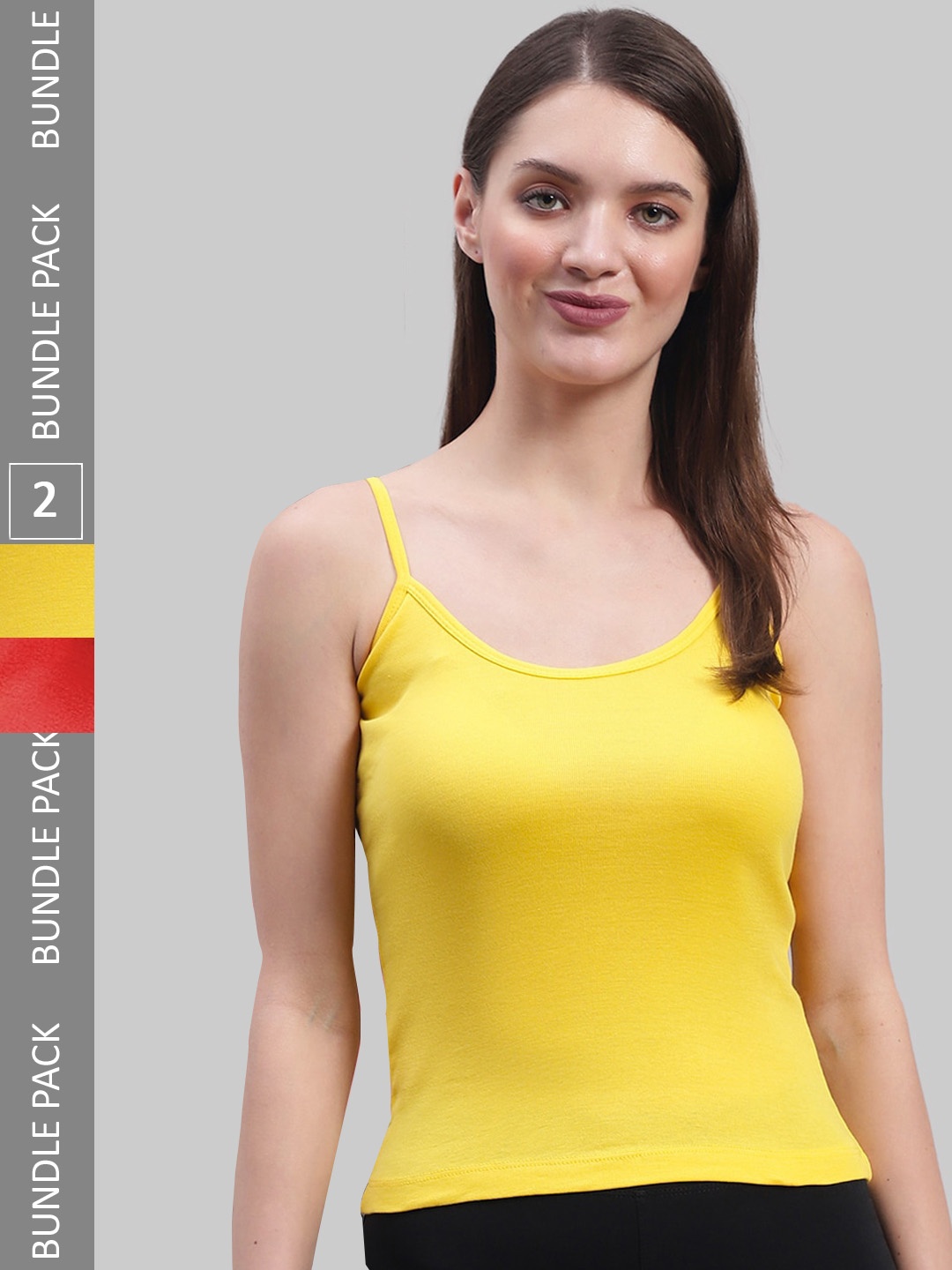 

FBAR Pack Of 2 Non-Padded Pure Cotton Skin Friendly Camisoles, Yellow