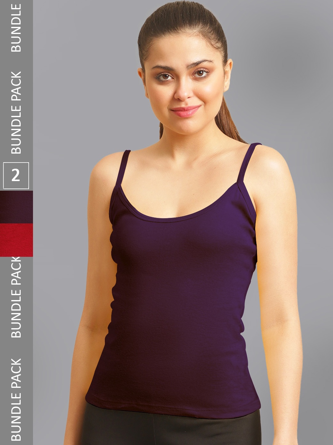 

FBAR Pack Of 2 Non-Padded Pure Cotton Skin Friendly Camisoles, Pink