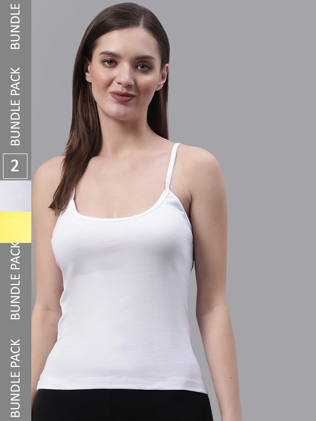 

FBAR Pack Of 2 Non-Padded Bio Wash Pure Cotton Camisoles, White