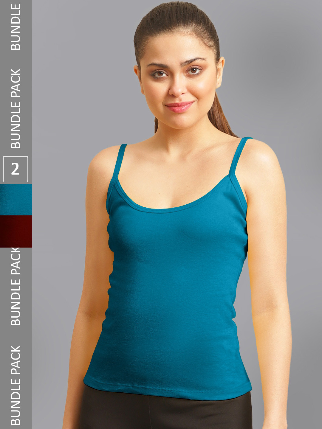 

FBAR Pack Of 2 Non-Padded Pure Cotton Bio Wash Camisoles, Maroon
