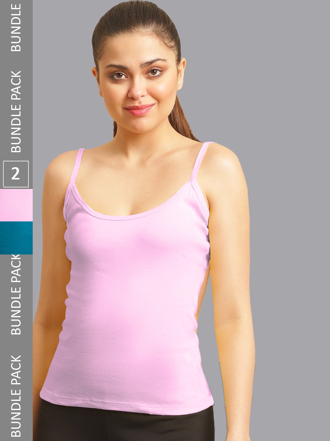 

FBAR Pack Of 2 Non-Padded Pure Cotton Camisoles, Pink